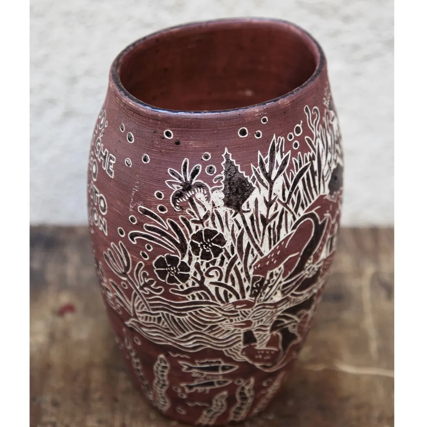 Vaso Narciso in gres e argilla selvatica