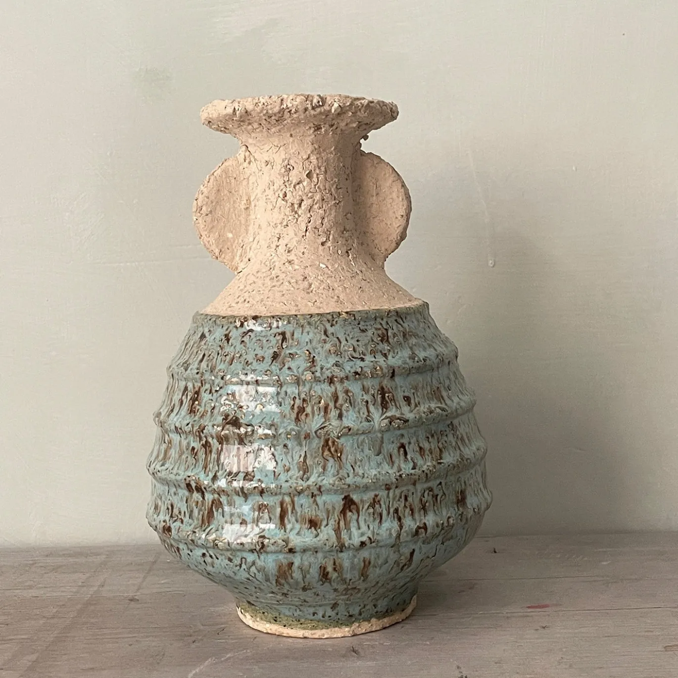 Vaso n. 132b in ceramica Azzurro Testurizzato