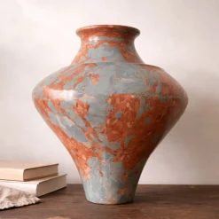 Vaso n. 173 con effetto marmo rosso e azzurro