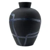 Vaso Nero Con Dettagli Blu in Ceramica Scultorea di Rooms Studio