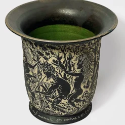 Vaso nero e verde con processione di Dioniso
