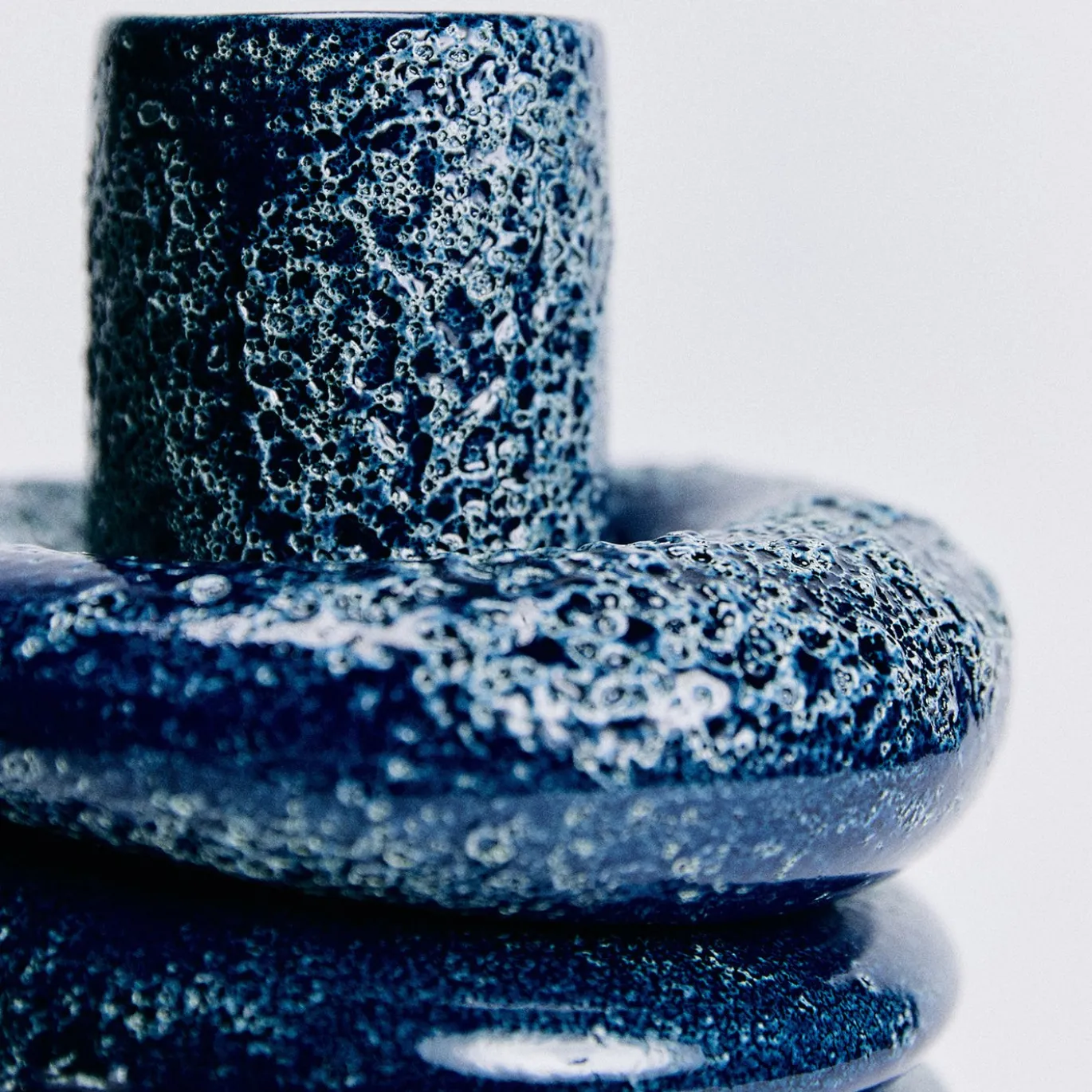 Vaso Nettuno grande in ceramica smaltata blu notte