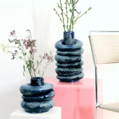 Vaso Nettuno piccolo in ceramica smaltata blu notte