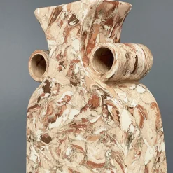 Vaso n. 93 in ceramica effetto marmo rosso e bianco