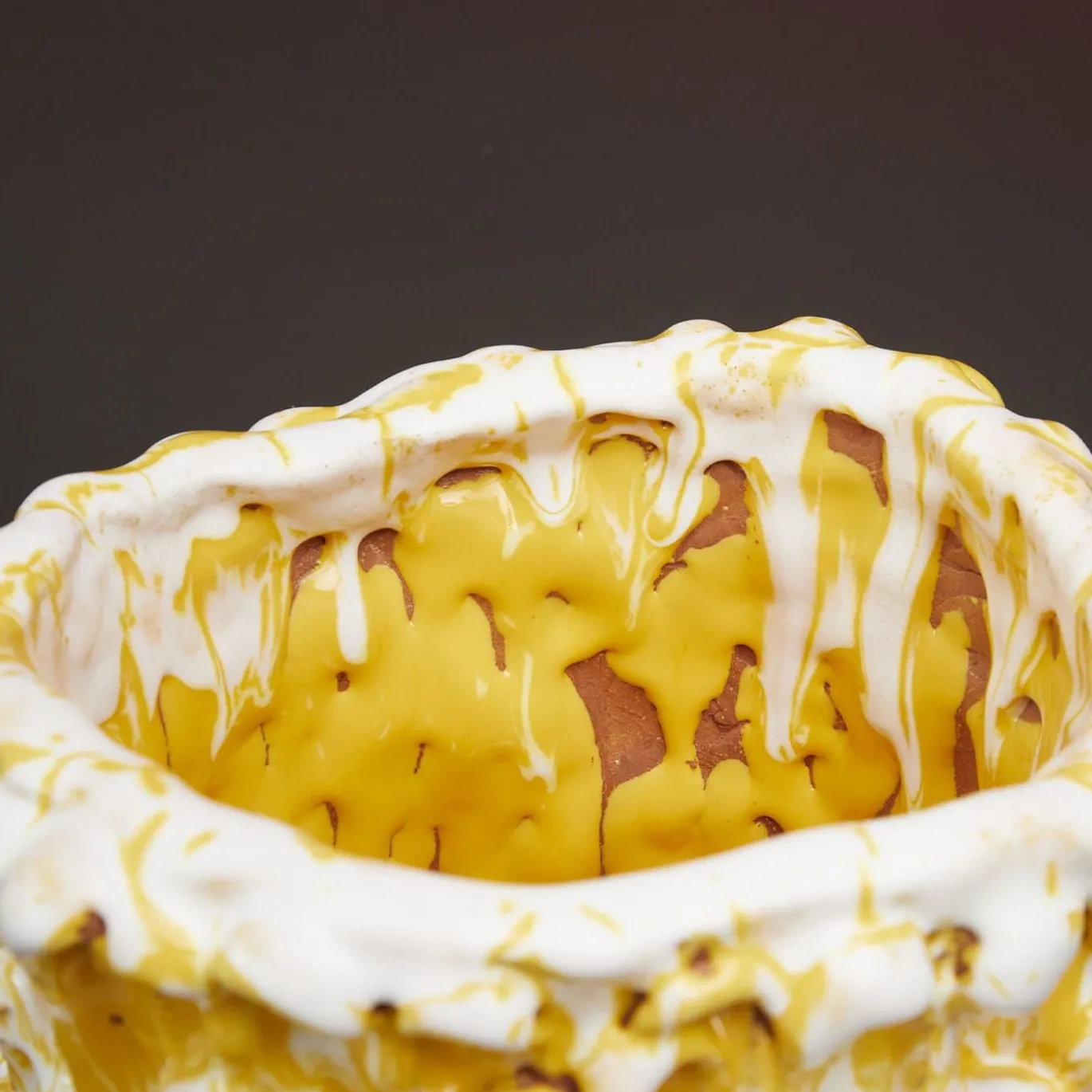 Vaso Onda Big Sunflower giallo e bianco opaco