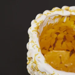 Vaso Onda Big Sunflower giallo e bianco opaco