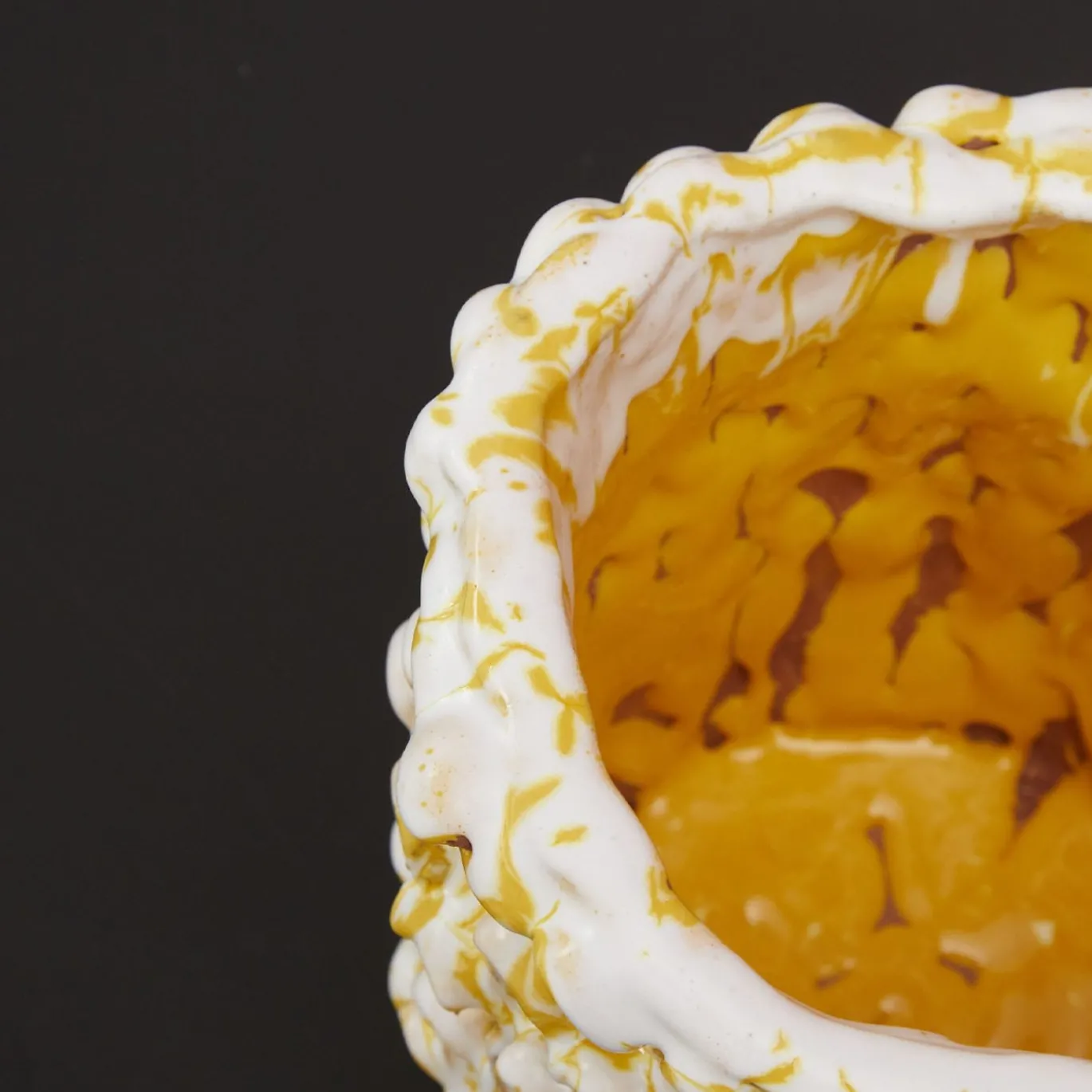 Vaso Onda Big Sunflower giallo e bianco opaco