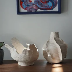 Vaso Onda in ceramica grezza color crema