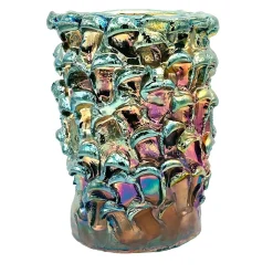 Vaso Onda Iridescent Metallic Raku #10