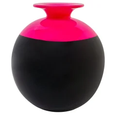 Vaso Orizzonte Fluo in ceramica fucsia e nero intenso