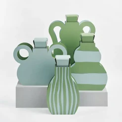 Vaso Otto a righe azzurro cielo/eucalipto di Gianpaolo Venier