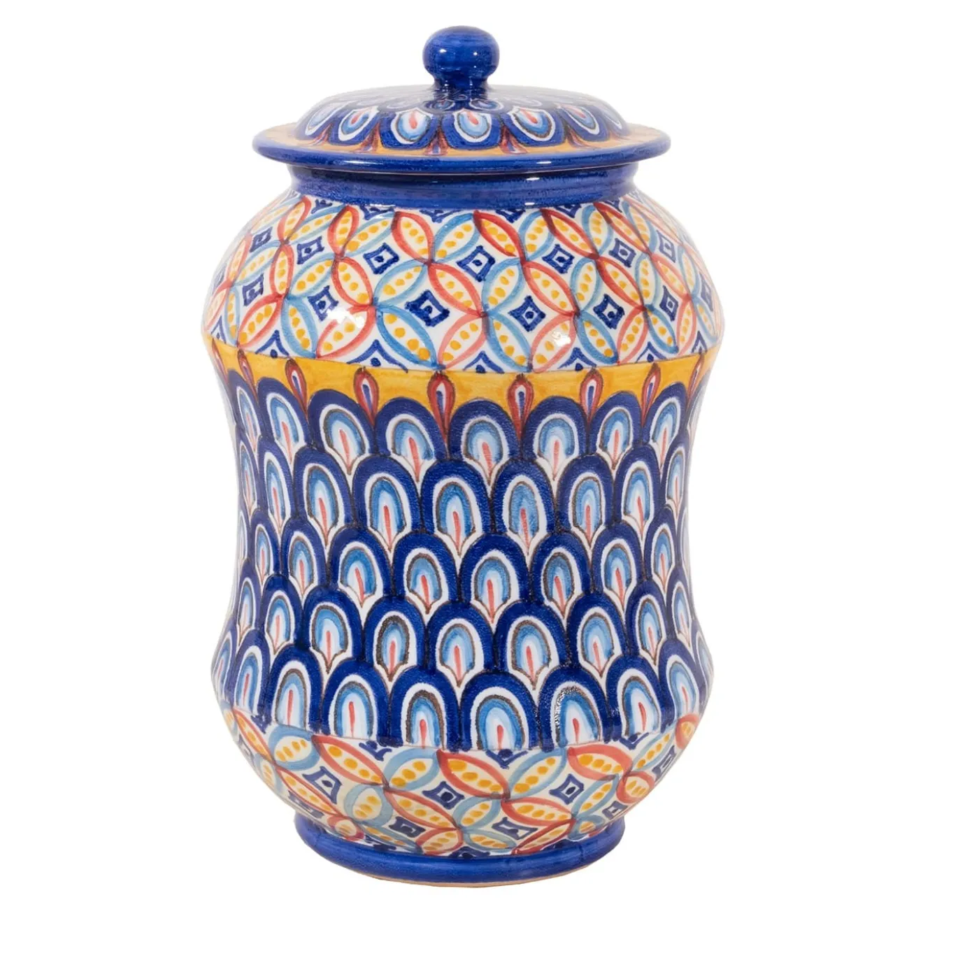 Vaso Pavone Flores con coperchio di Lorenza Adami