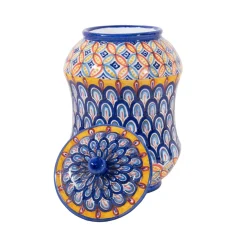Vaso Pavone Flores con coperchio di Lorenza Adami