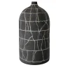 Vaso per fiori in argilla nero carbone con intarsi