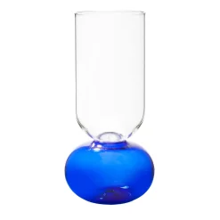 Vaso per fiori Tondo in vetro blu e trasparente