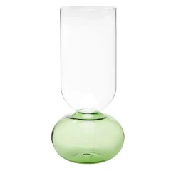 Vaso per fiori Tondo in vetro verde e trasparente