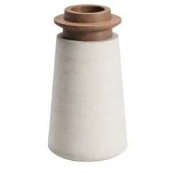 Vaso piccolo Tivoli in travertino e noce di Ivan Colominas