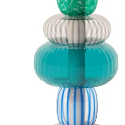 Vaso Playground a 4 componenti in vetro azzurro con base in marmo