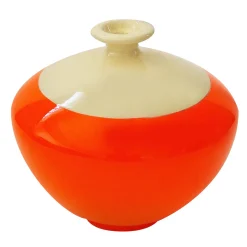 Vaso Pole Position in ceramica arancione e giallo zabaione