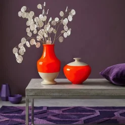 Vaso Pole Position in ceramica arancione e giallo zabaione
