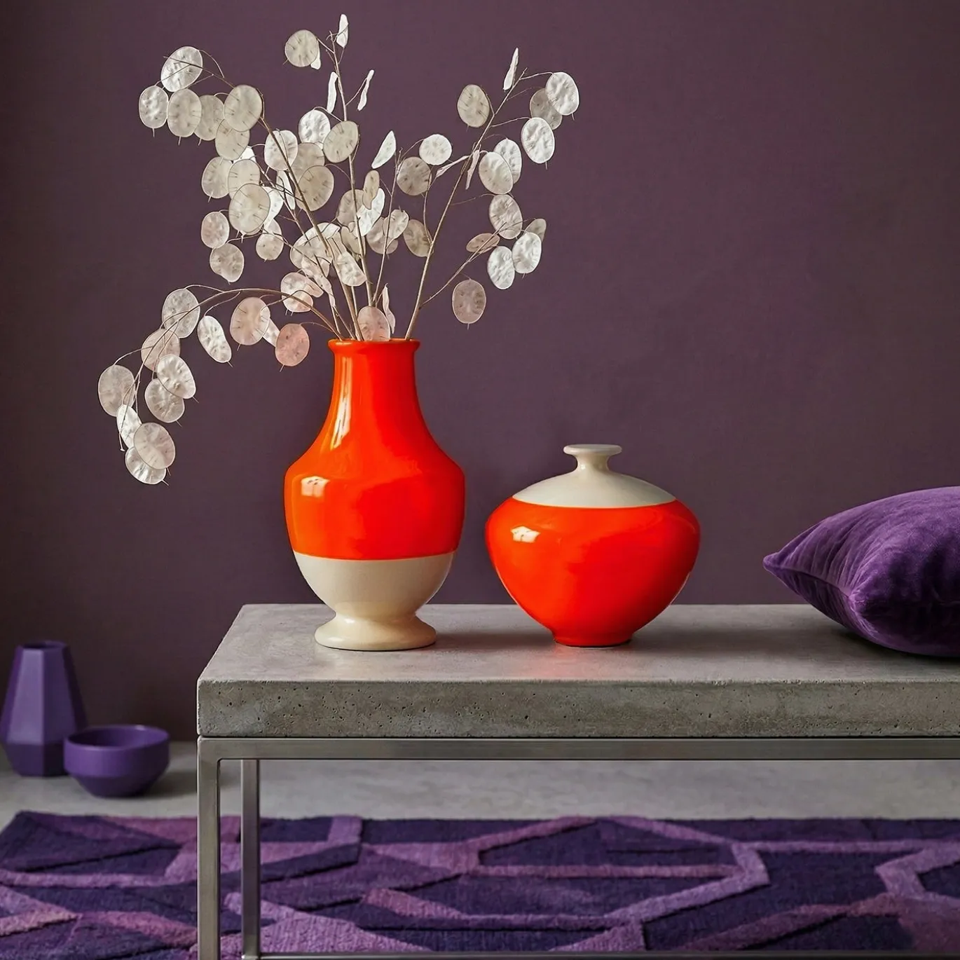 Vaso Pole Position in ceramica arancione e giallo zabaione