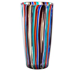 Vaso policromo a righe di Gio Ponti a Canne A Sei Colori