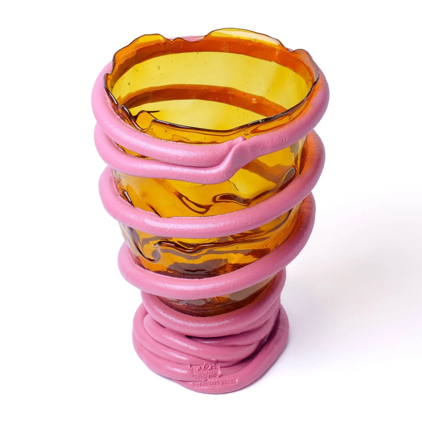 Vaso Pompitu I Grande in Resina Ambra Chiara & Malva di Gaetano Pesce