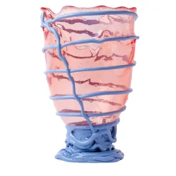 Vaso Pompitu II Grande in Resina Rubino Trasparente & Ceruleo di Gaetano Pesce