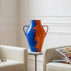 Vaso Quartara Tramonto Arancio in ceramica H 40 cm | 15,7"