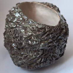 Vaso Radici in ceramica grigia testurizzata