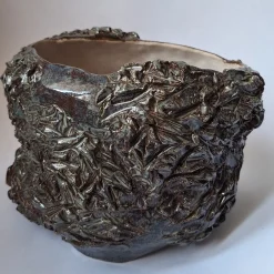 Vaso Radici in ceramica grigia testurizzata