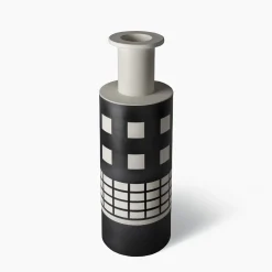 Vaso Reel in Ceramica Bianca e Nera di Ettore Sottsass