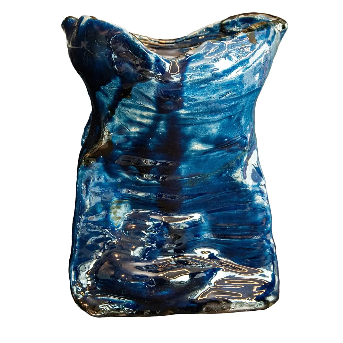 Vaso Riflessi In Ceramica Blu