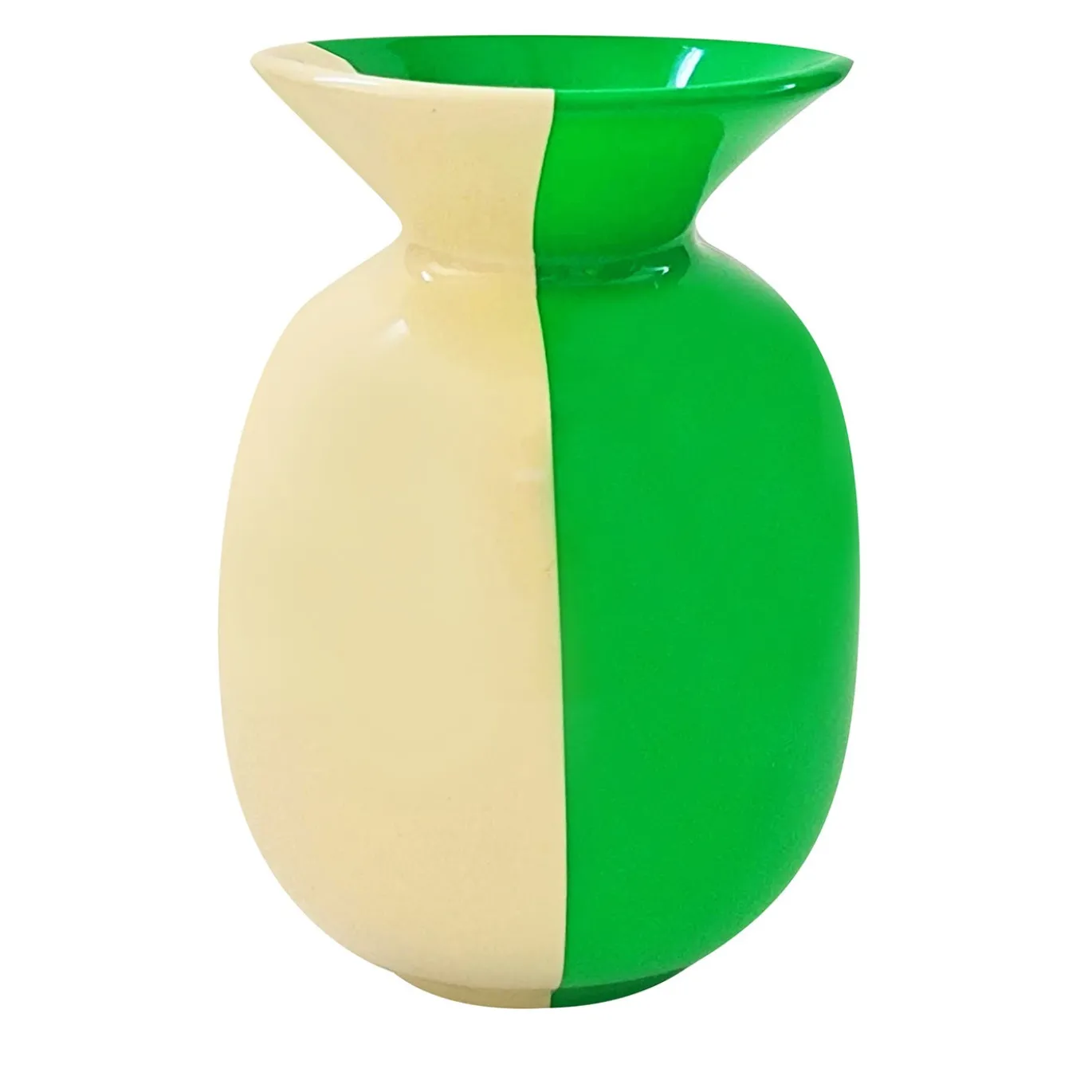 Vaso Riflesso Motor in ceramica verde neon e giallo zabaione