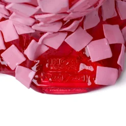 Vaso Rock Grande in Resina Rosa con Motivo A Mosaico di Gaetano Pesce