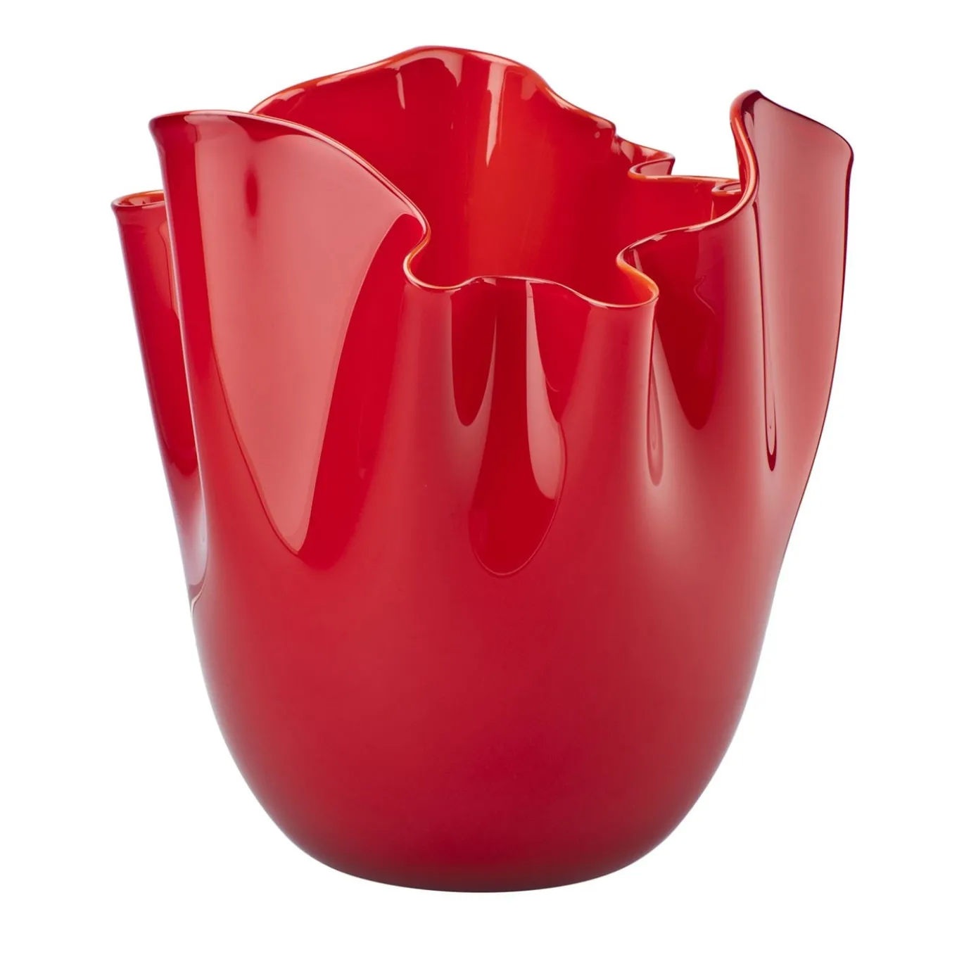 Vaso rosso Fazzoletto di Paolo Venini e Fulvio Bianconi