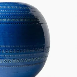 Vaso Rotondo Grande in Ceramica Blu di Aldo Londi