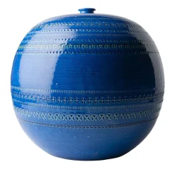 Vaso Rotondo Grande in Ceramica Blu di Aldo Londi