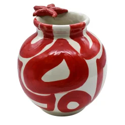 Vaso rotondo Mar Rosso in ceramica con motivo rosso