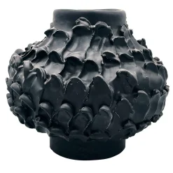 Vaso rotondo nero opaco Onda