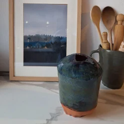 Vaso Santorini 2 in ceramica blu