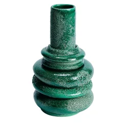 Vaso Saturno grande in ceramica smaltata verde smeraldo