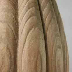 Vaso scultoreo alto in legno di olmo con scanalature a V