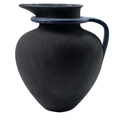 Vaso scultoreo in ceramica nera a manico singolo di Room Studio