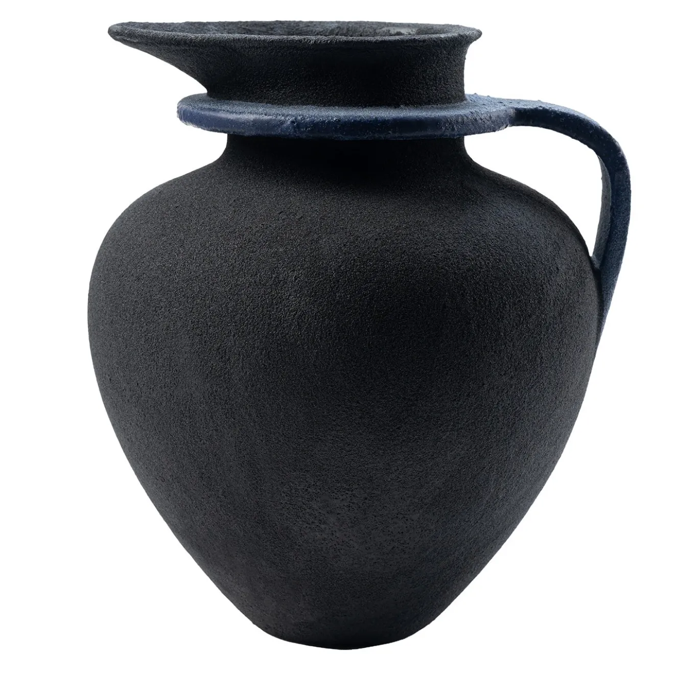 Vaso scultoreo in ceramica nera a manico singolo di Room Studio