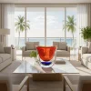Vaso scultoreo in vetro di Murano rosso e blu Gran Sommerso