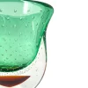 Vaso scultoreo in vetro di Murano verde e rosso Gran Sommerso