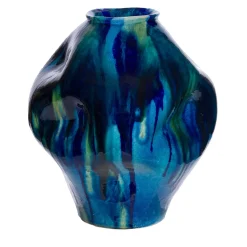 Vaso Scultoreo Linfa Blù in Ceramica