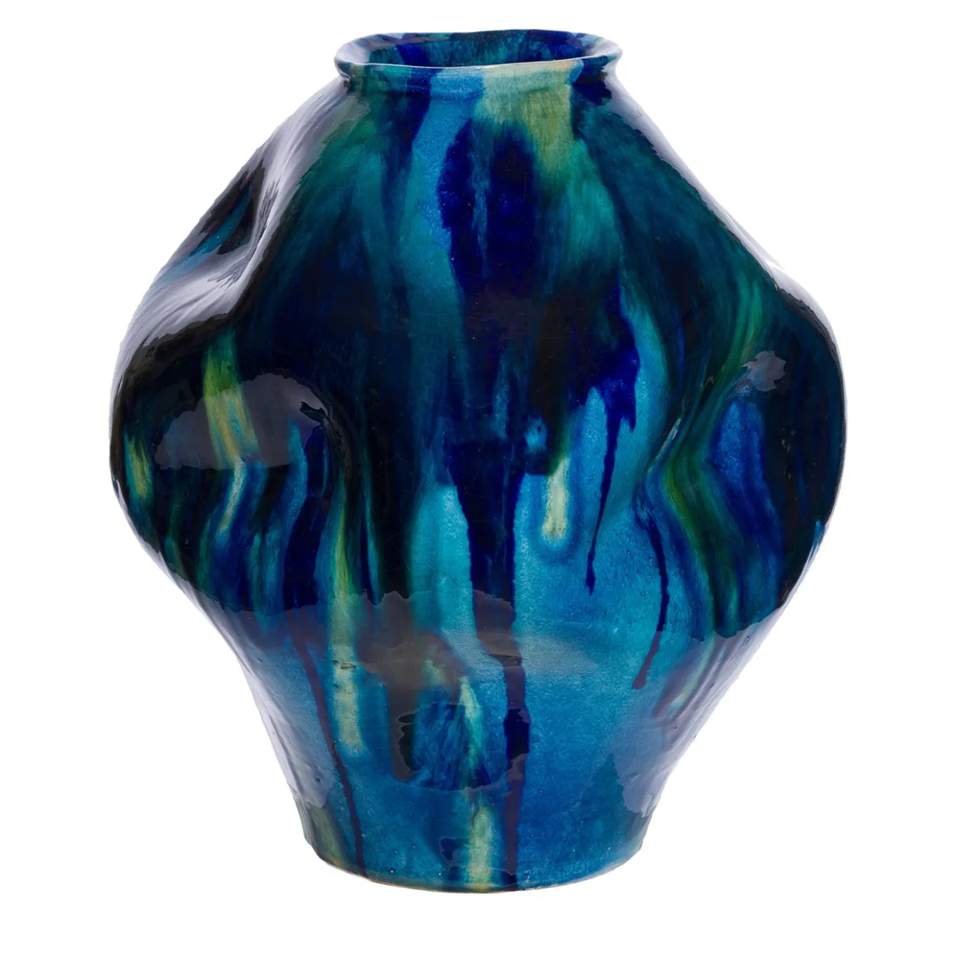 Vaso Scultoreo Linfa Blù in Ceramica
