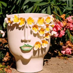 Vaso Scultura Frangipani in Ceramica